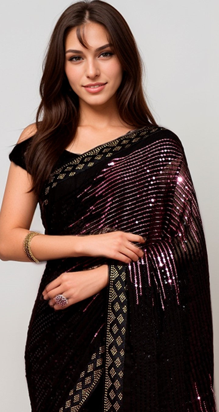 Onion Beautiful Bollywood Style Ceremonial Georgette Saree