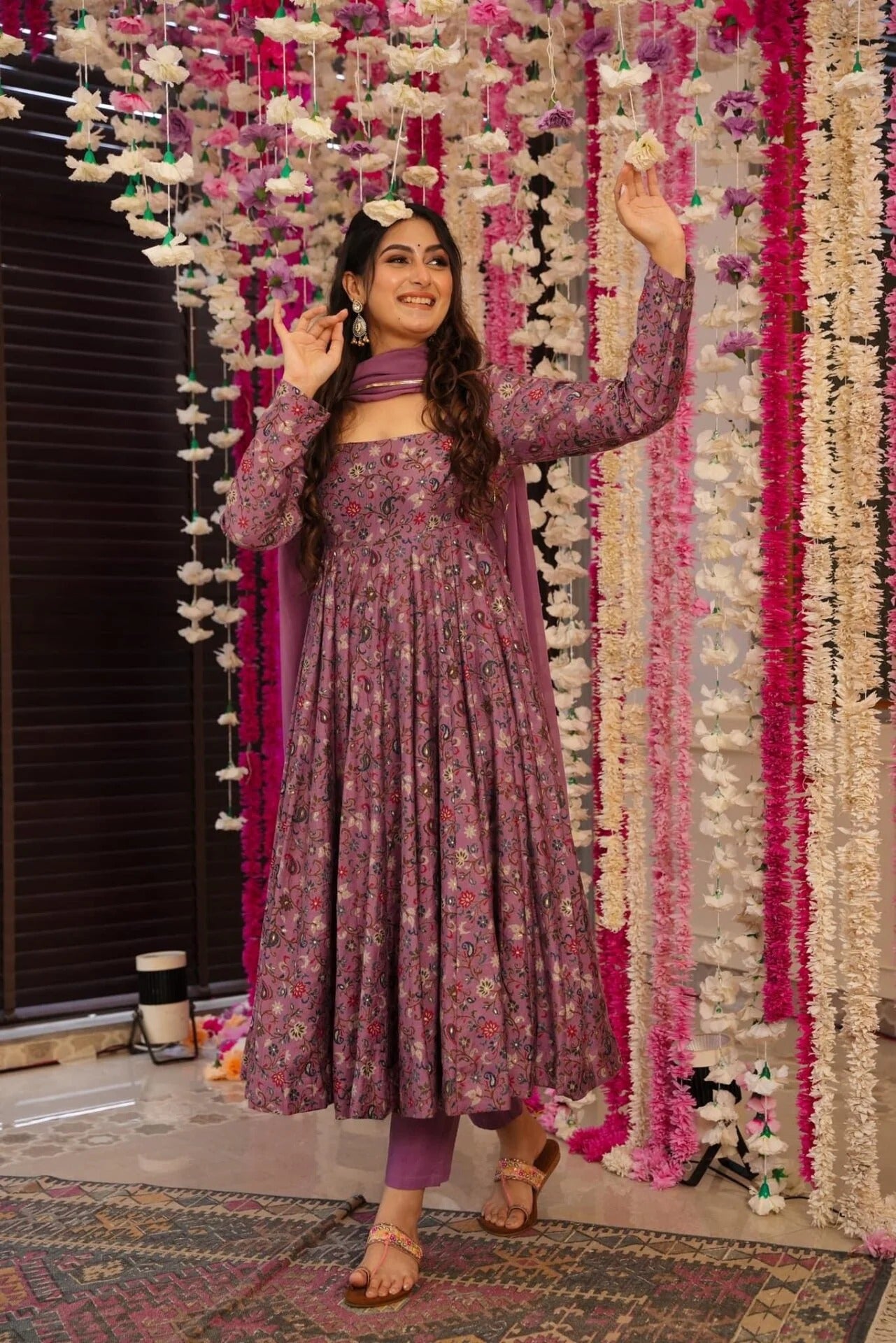 Onion Rayon Kurta Pant Set With Foil Print