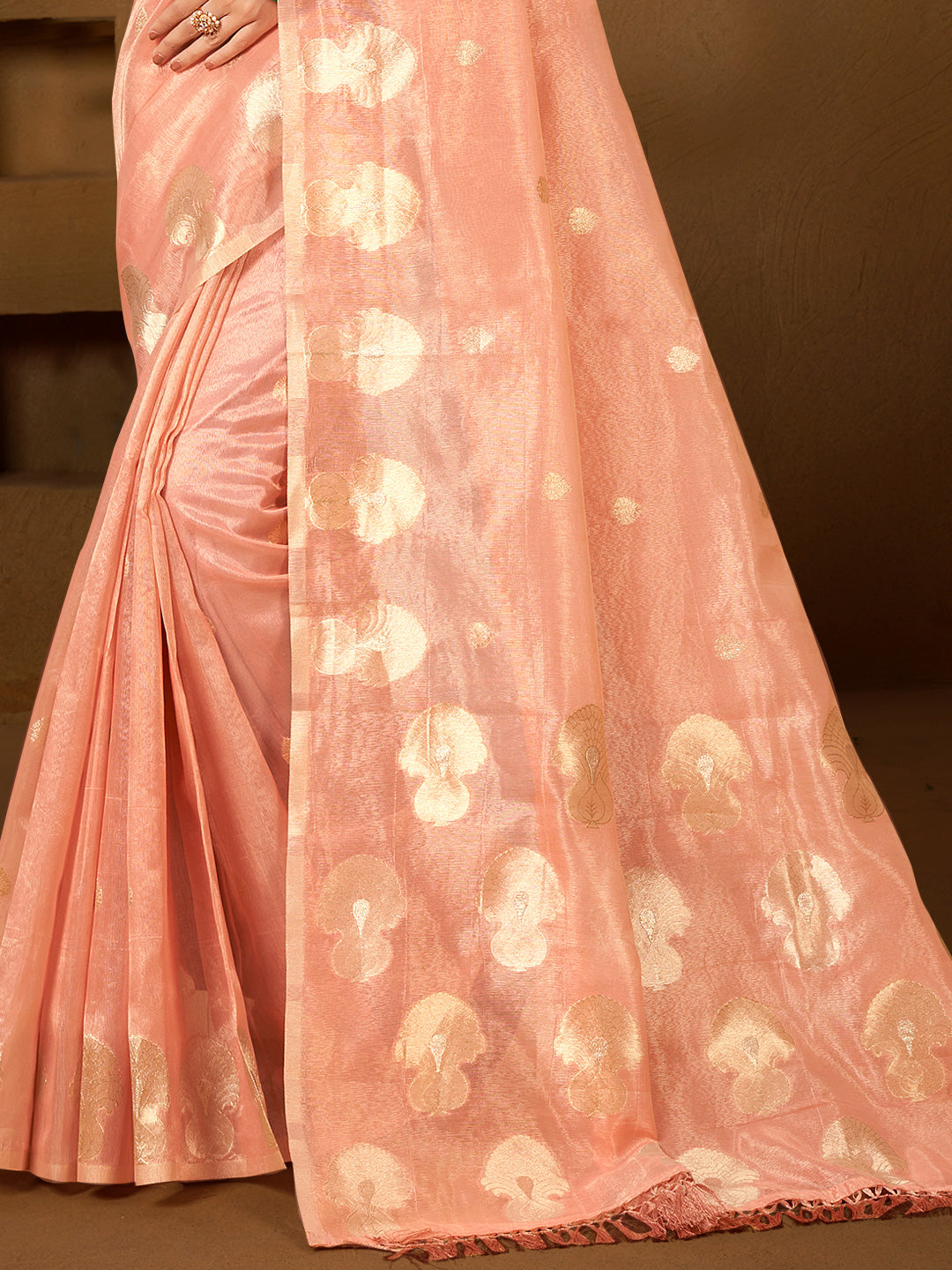 Opulent Peach Munga kota Festival Saree for Women