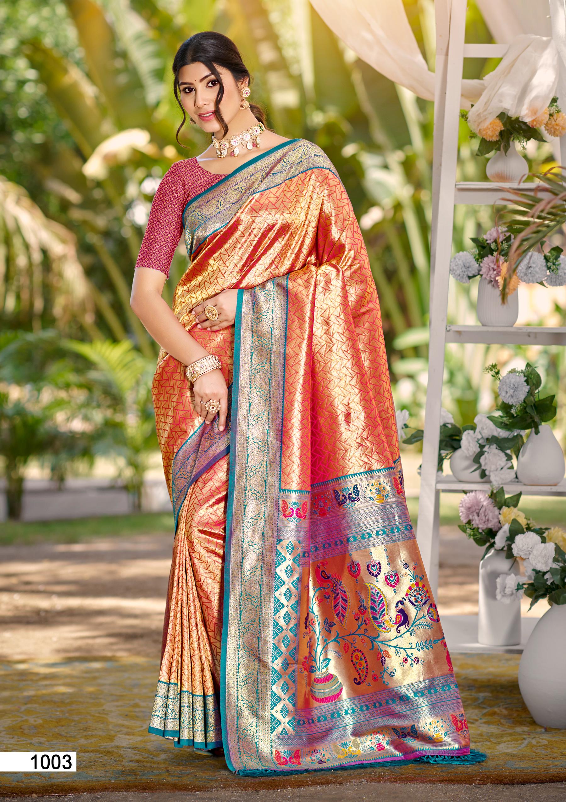 Orange Multi Color Kanjivaram Silk Saree With Sophisticated Touch and Subtle Elegance