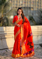 Orange Soft Silk Woven Vitthala Designer Traditional Ethnic Saree