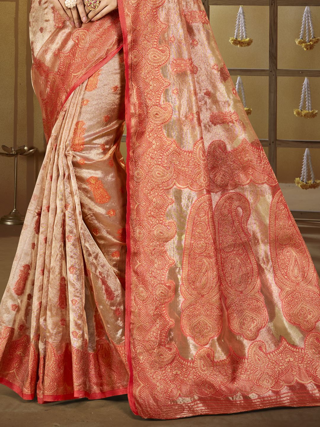 Peach Color Festive Wear Silk Saree