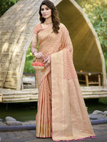 Peach Color Woven Soft Silk Saree