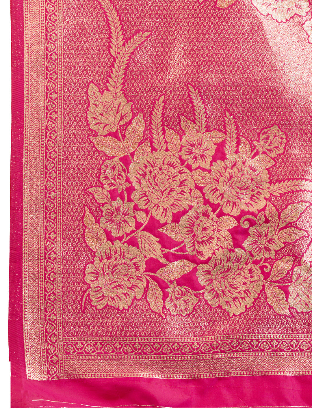 Pink Banarasi Silk Saree with Butti and Floral Border