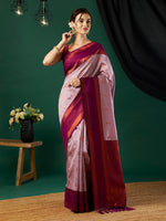 Pink Banarasi Silk Woven Jari Designer Heavy Looks Glamorous Ceremonial Saree
