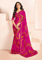 Pink Bemberg Georgette Elegant Designer Digital Printed Ceremonial Classy Saree