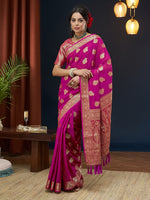 Pink Colour Georgette Designer Zari Woven Saree For Partywear Looks
