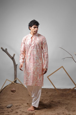 Pink Designer Printed Modal Stylish Kurta Pajama