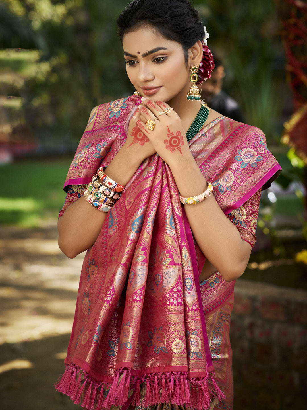 Pink Dharmavaram Silk Saree With Timeless Grace and Elegant Charm