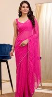 Pink Georgette Designer Printed Ethnic Ready To Wear Saree
