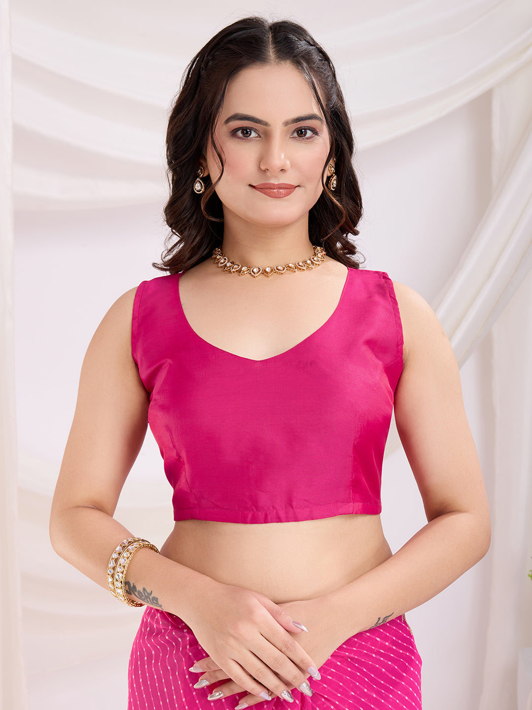 Pink Georgette Sequins Designer Bollywood Saree