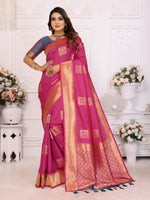 Pink Graceful Soft Silk Saree With Woven Zari Work
