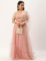 Pink Lehenga Choli with Thread Embroidery With Sequins Work