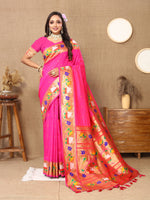 Pink Paithani Silk Woven Meenakari Paithani Designer Saree