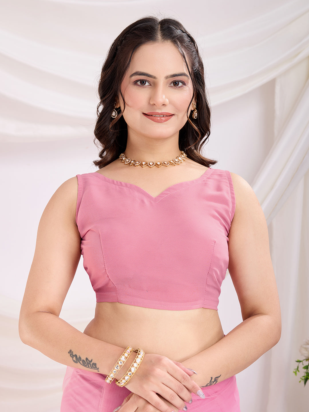 Pink Soft Net Designer Thread Embroidery Work Girlie Partywear Saree