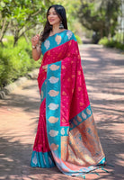Pink Soft Silk Heavy Woven Jari Designer Saree