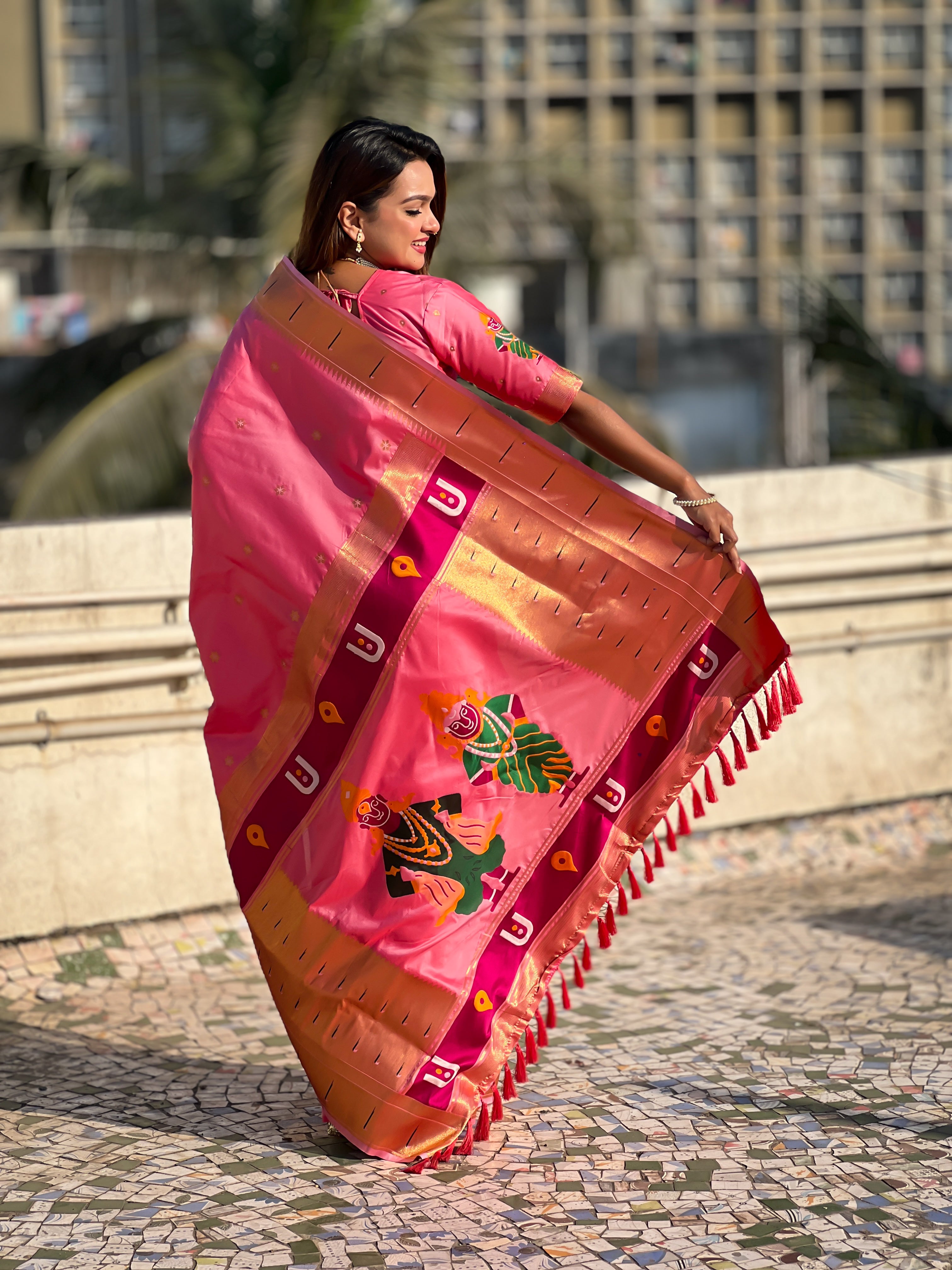 Pink Soft Silk Woven Vitthala Designer Traditional Ethnic Saree