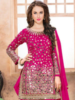 Pink Taffeta Silk embroidered  Patiala Suits