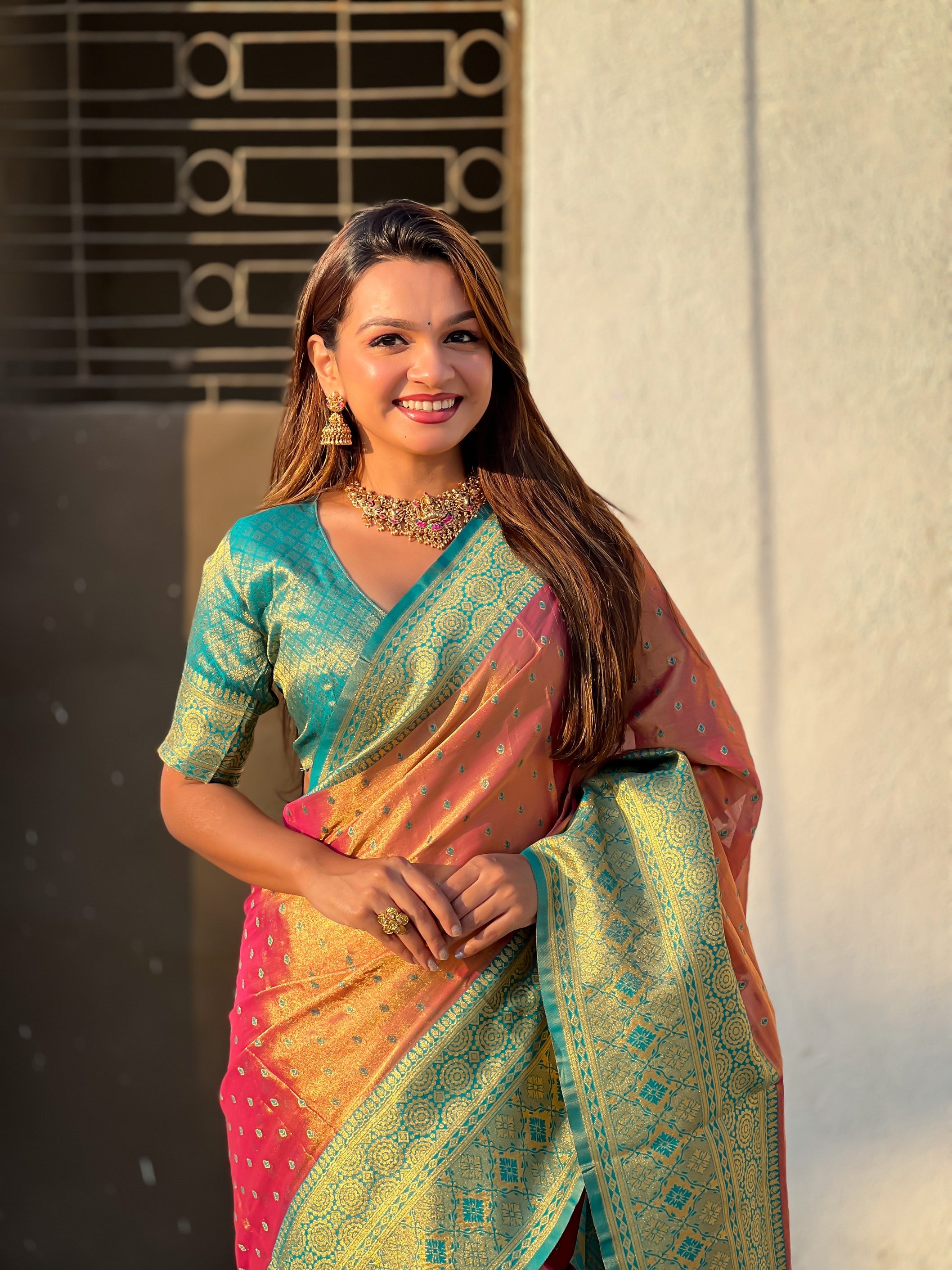 Pink Tissue Silk Heavy Woven Jari Designer Ethnic Ceremonial Saree