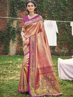 Pink and Purple Classic Paithani Silk Saree
