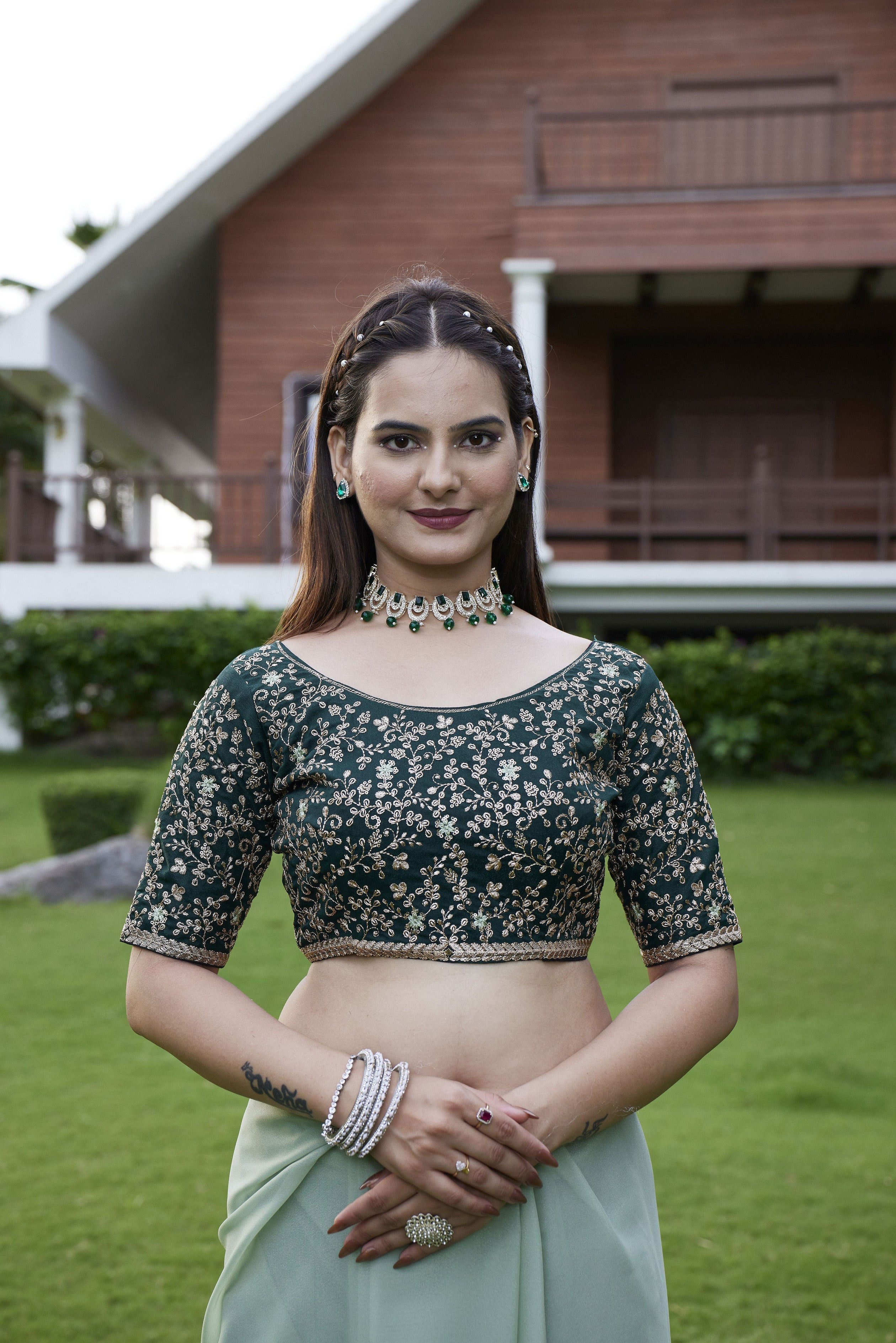 Pista Beautiful Fancy Saree With Embroidered Blouse