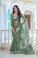 Pista Beautiful Linen Cotton Designer Festive Wear Saree