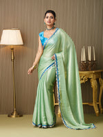 Pista Chiffon Fancy Designer Bollywood Party Saree