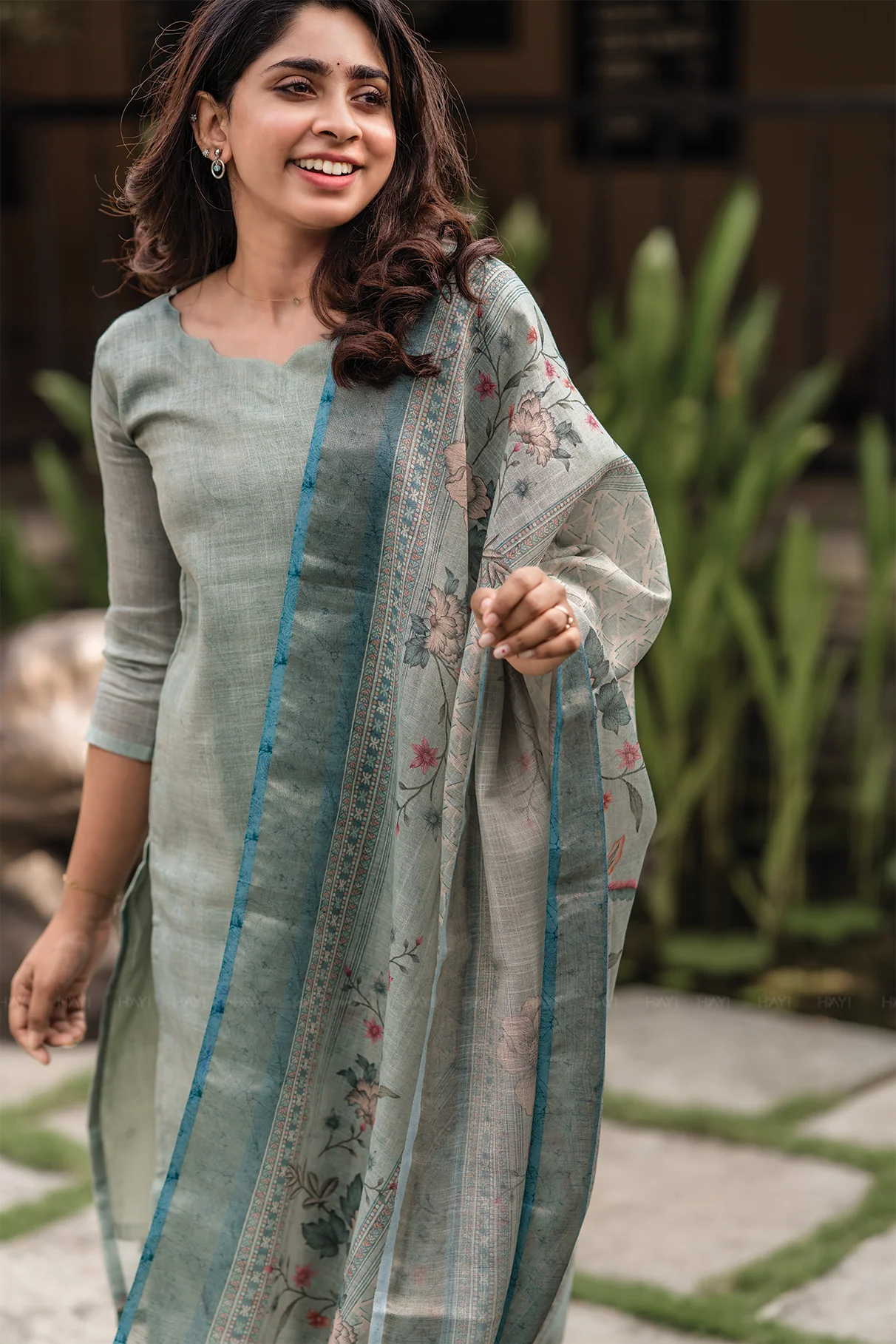 Pista Green Cotton Kurta Pant Set  Printed