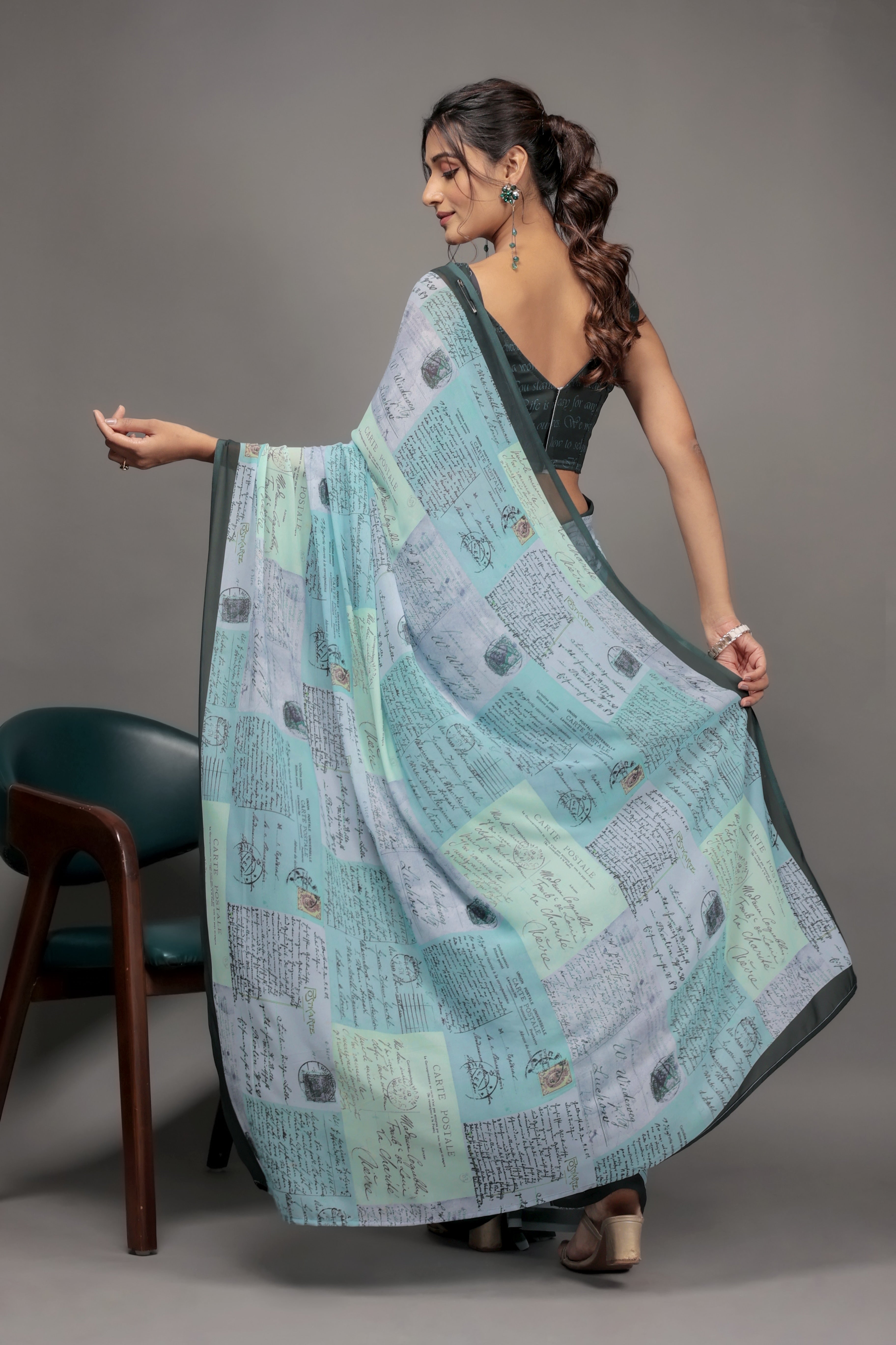 Pista Green Georgette Designer Printed Graceful Ethnic Saree