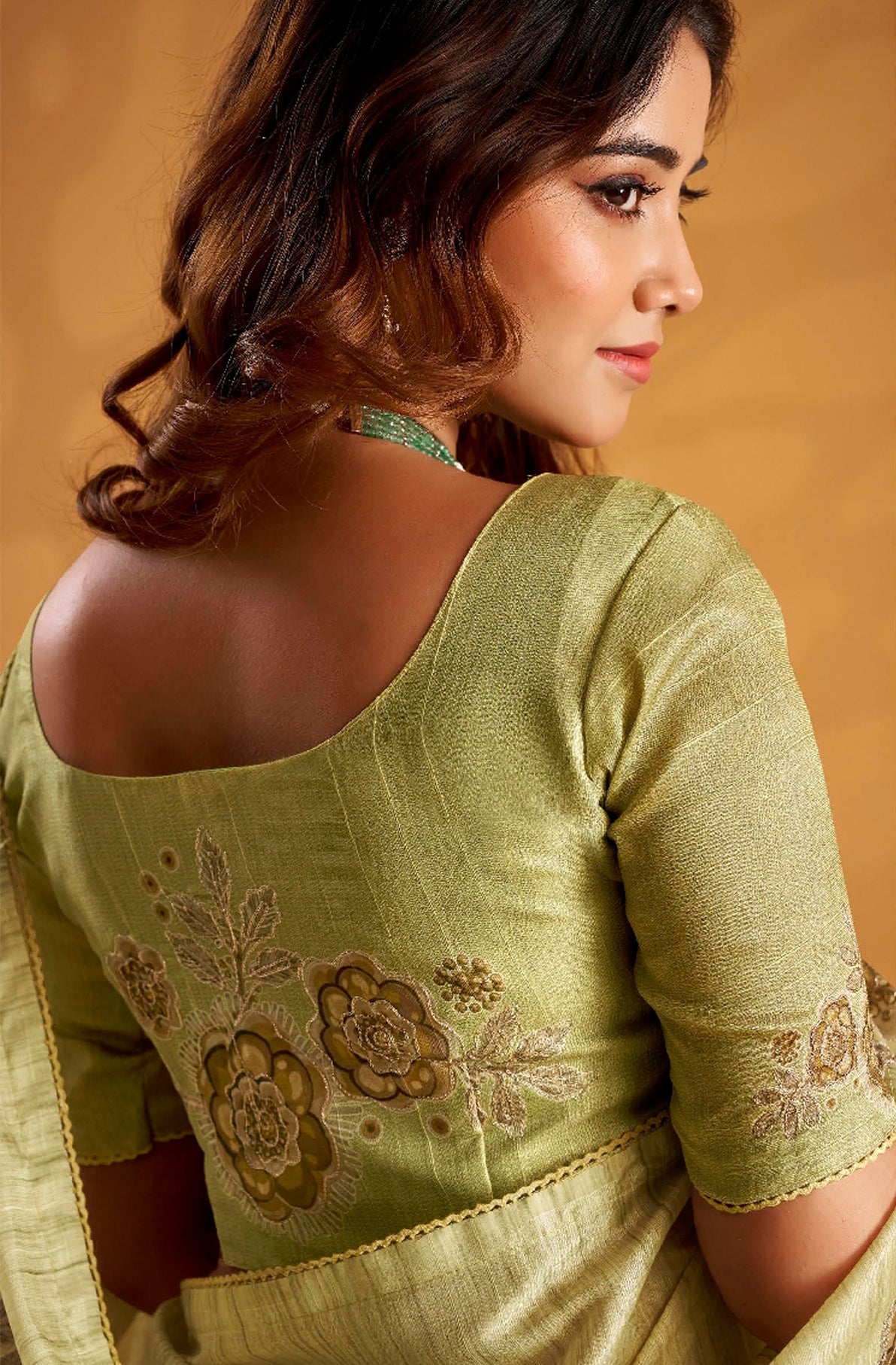 Pista Green Saree With  Printed With Kasheeda work