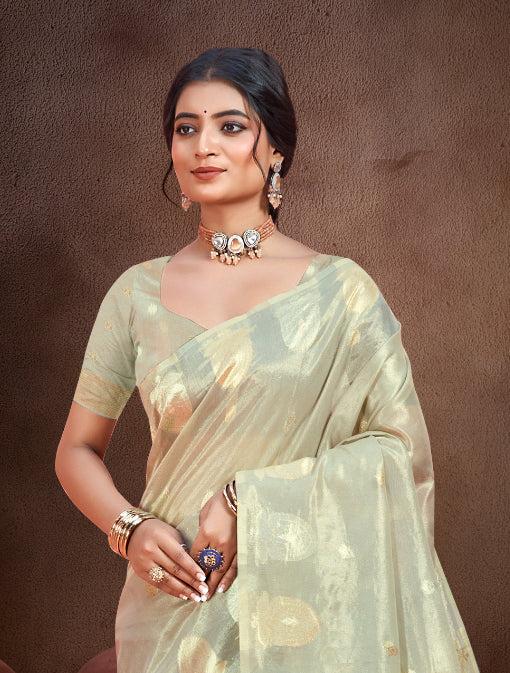 Premium Grey Munga kota Festival Saree for Women