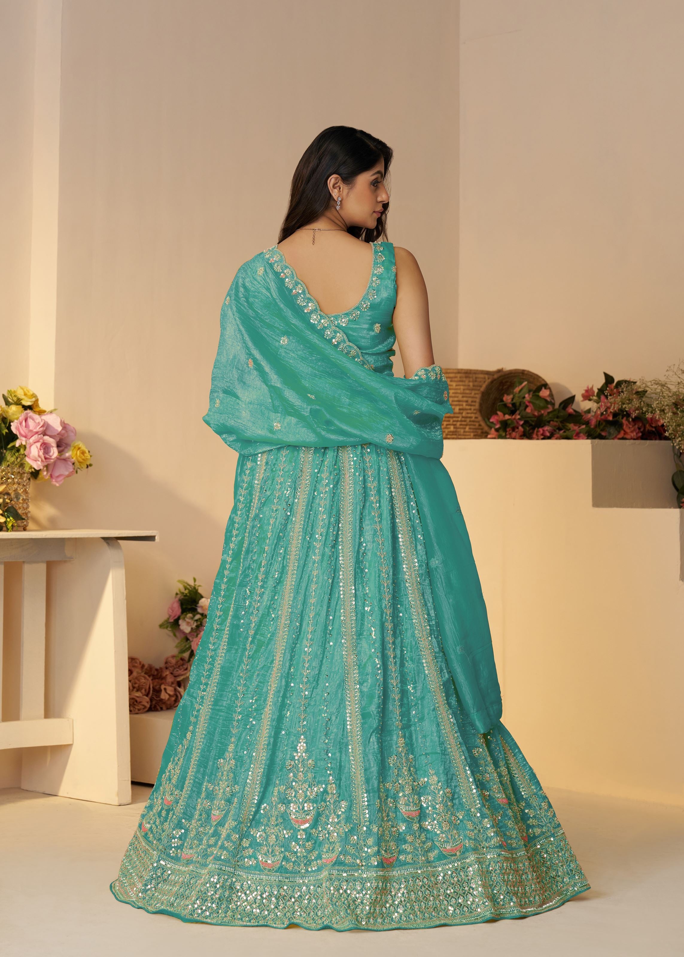 Pretty Pink Silk Intricate Paisley Motifs Traditional Embroidered  Wedding Lehenga