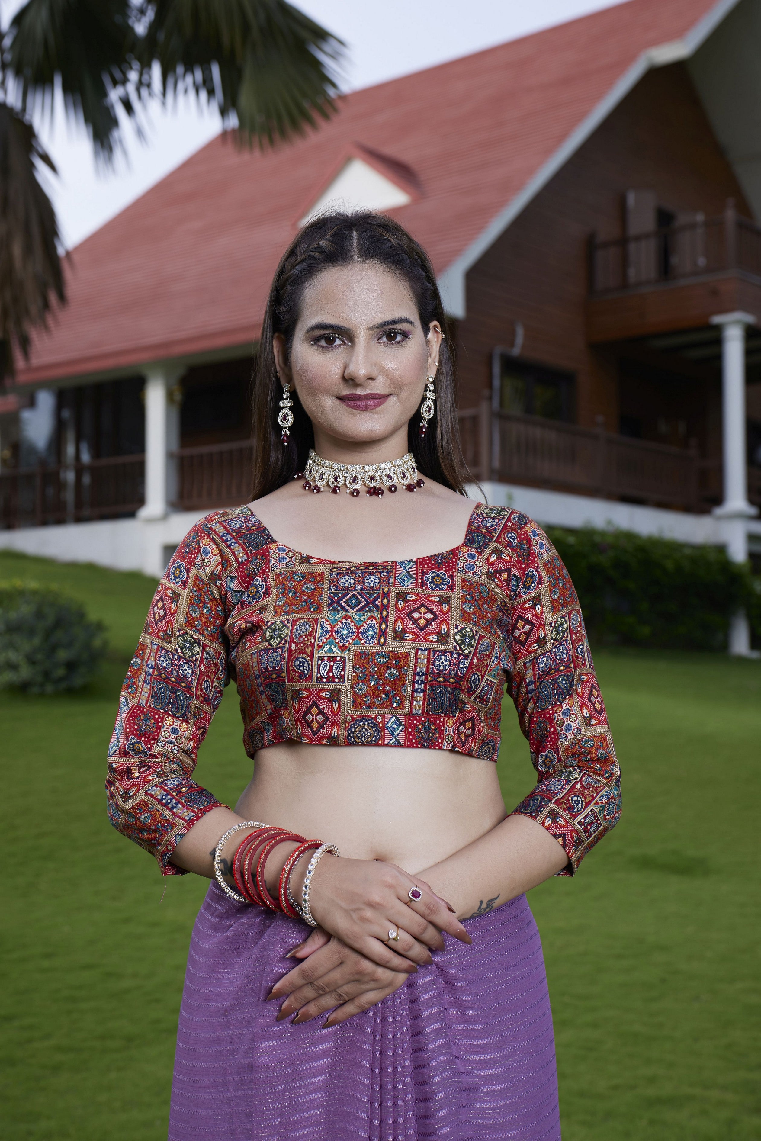 Purple Beautiful Designer Girlie Trendy Saree