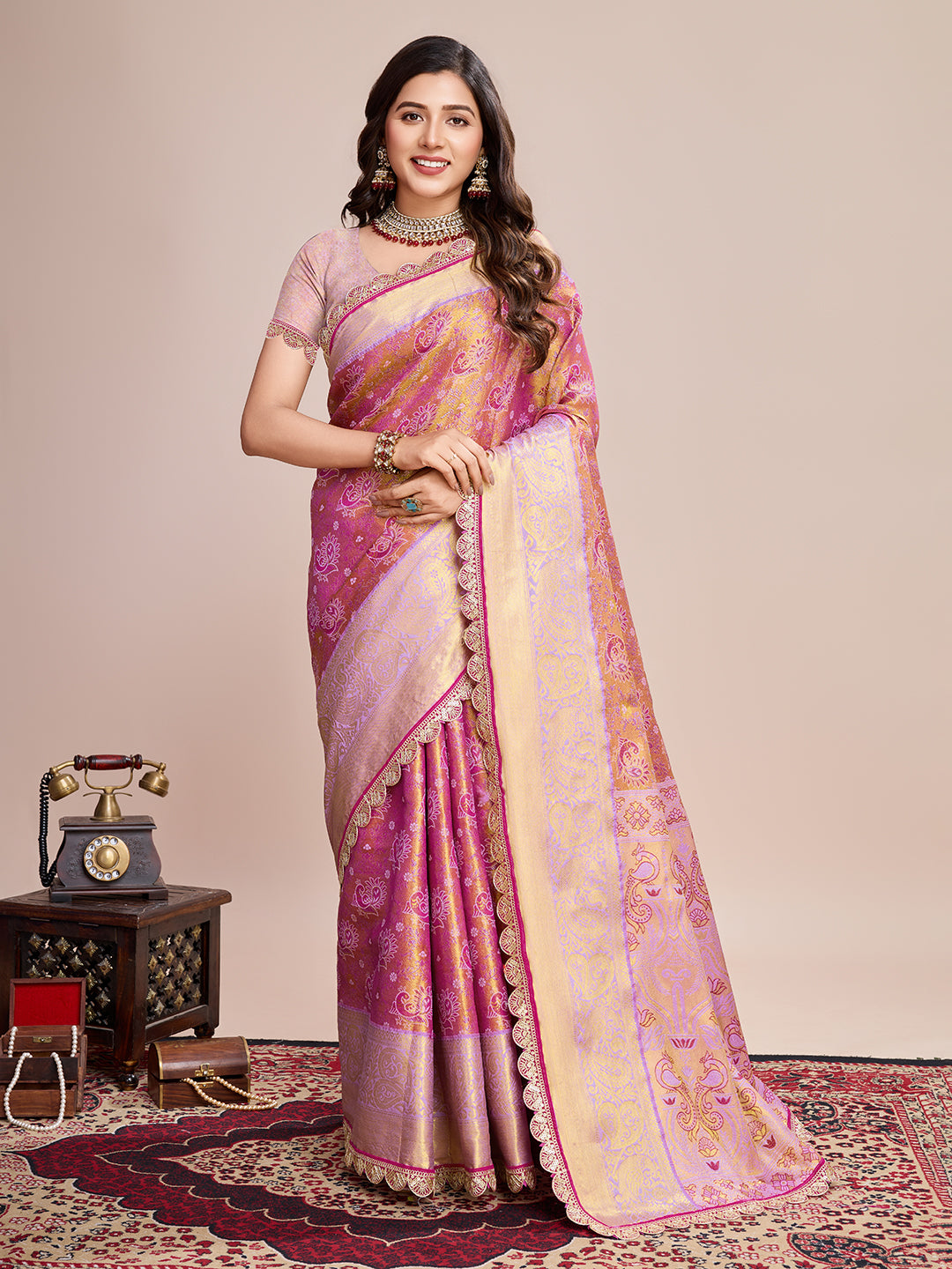 Purple Beautiful Soft Silk Woven Jari Designer Saree