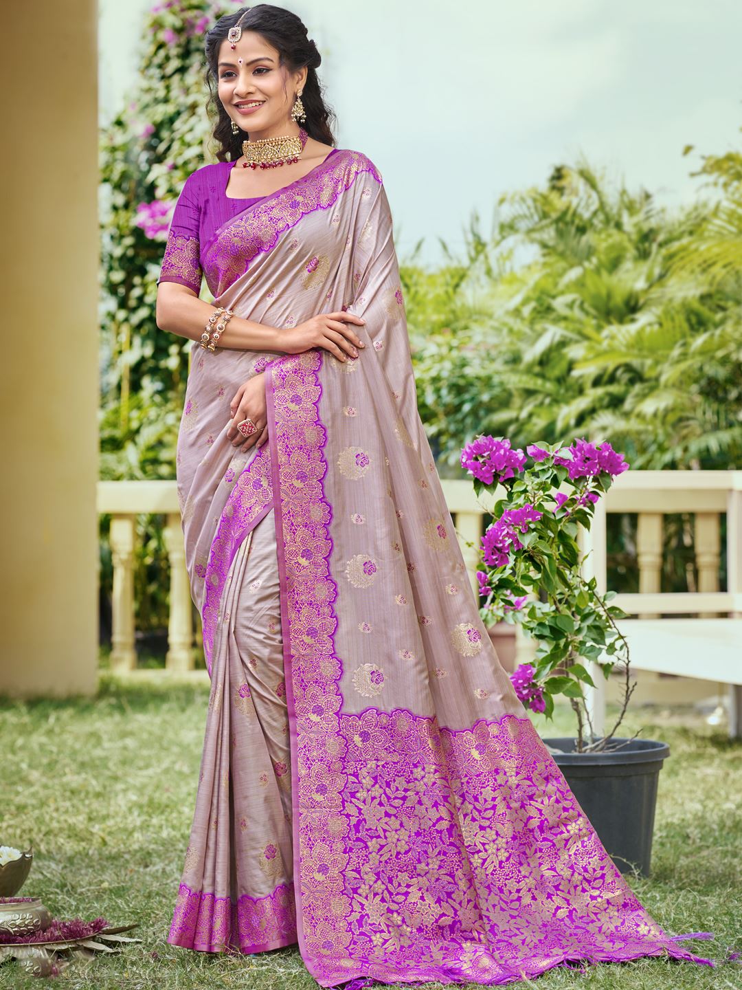 Purple Color Classic Banarasi Silk Saree