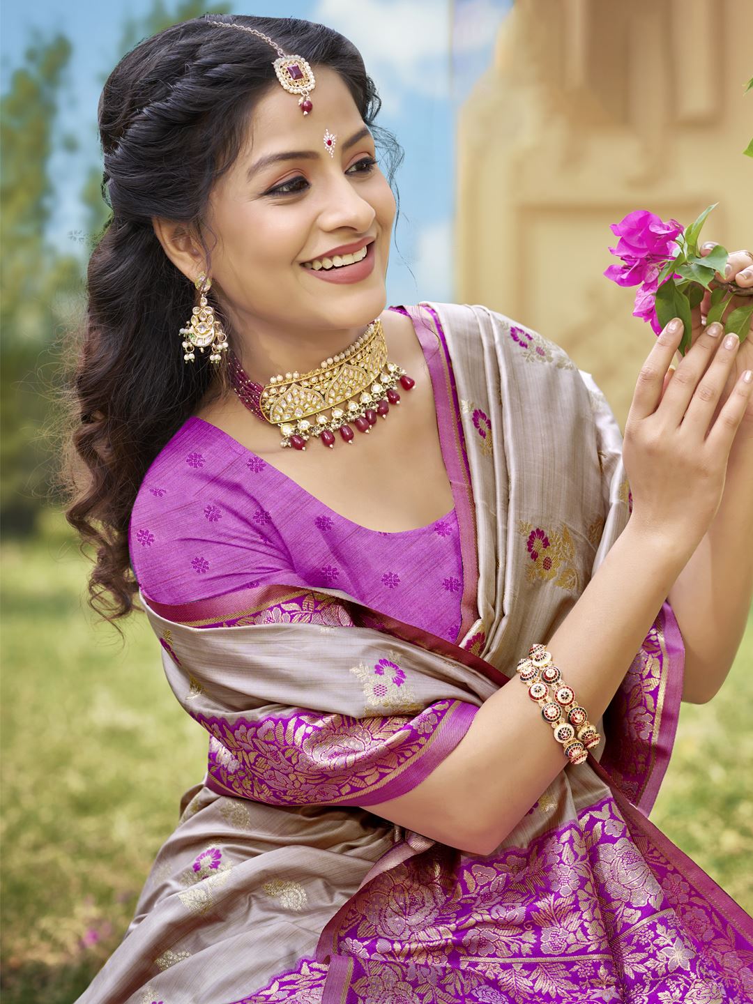 Purple Color Classic Banarasi Silk Saree