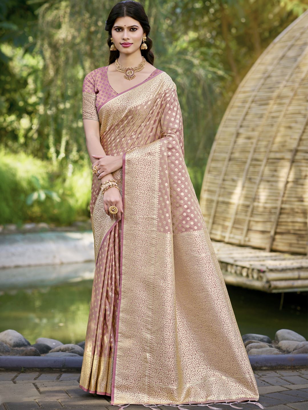 Purple Color Woven Soft Silk Saree