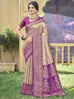 Purple Color Woven Work Banarasi Silk Saree