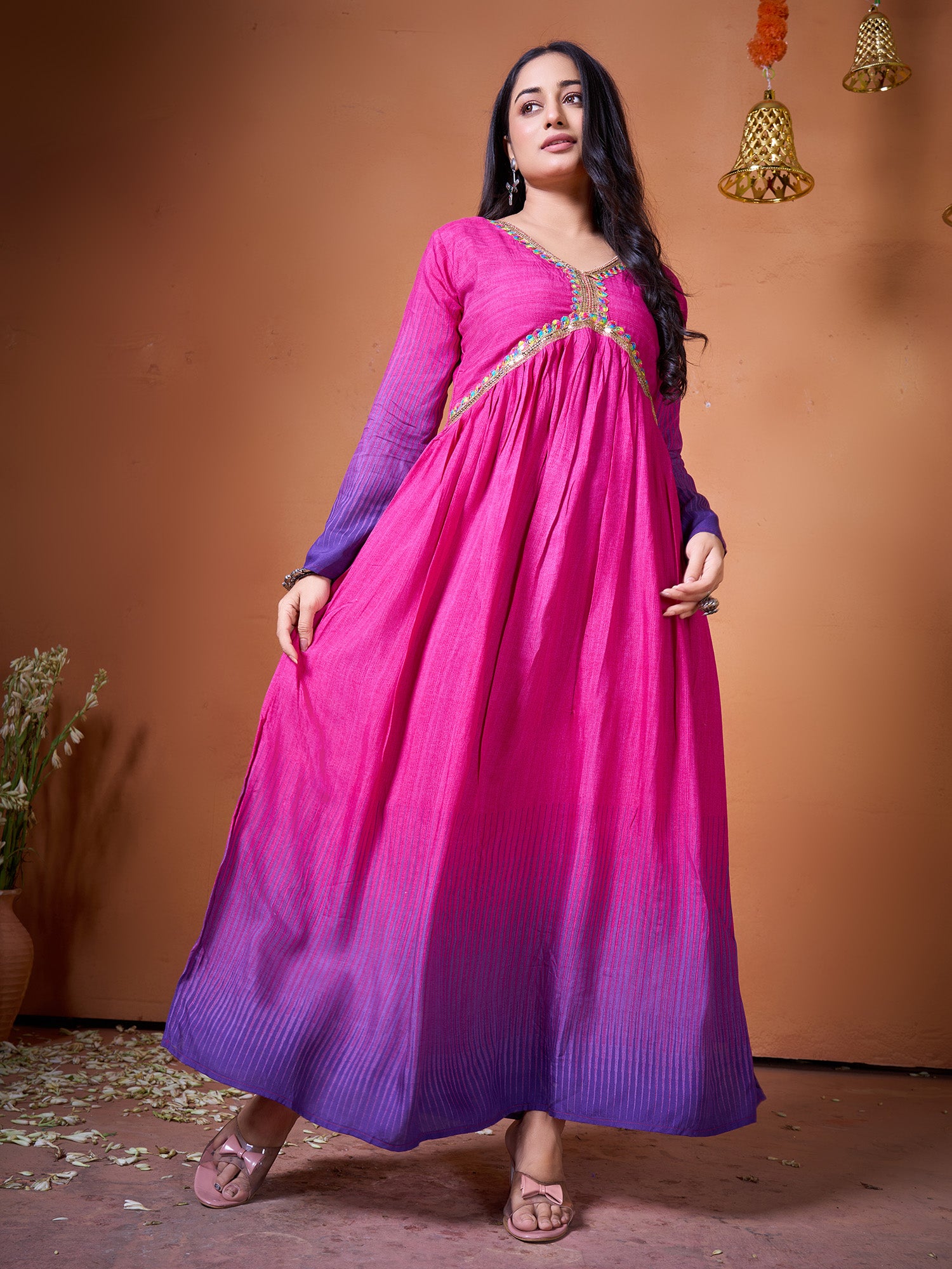 Purple Cotton Silk Designer Suit Set With Elegant Printed Detailing