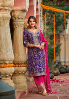 Purple Pakistani Salwar Suit With Heavy Embroidery Work