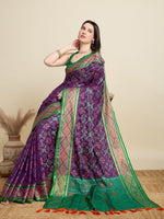 Purple Patola Silk Woven Meenakari Designer Partywear Saree