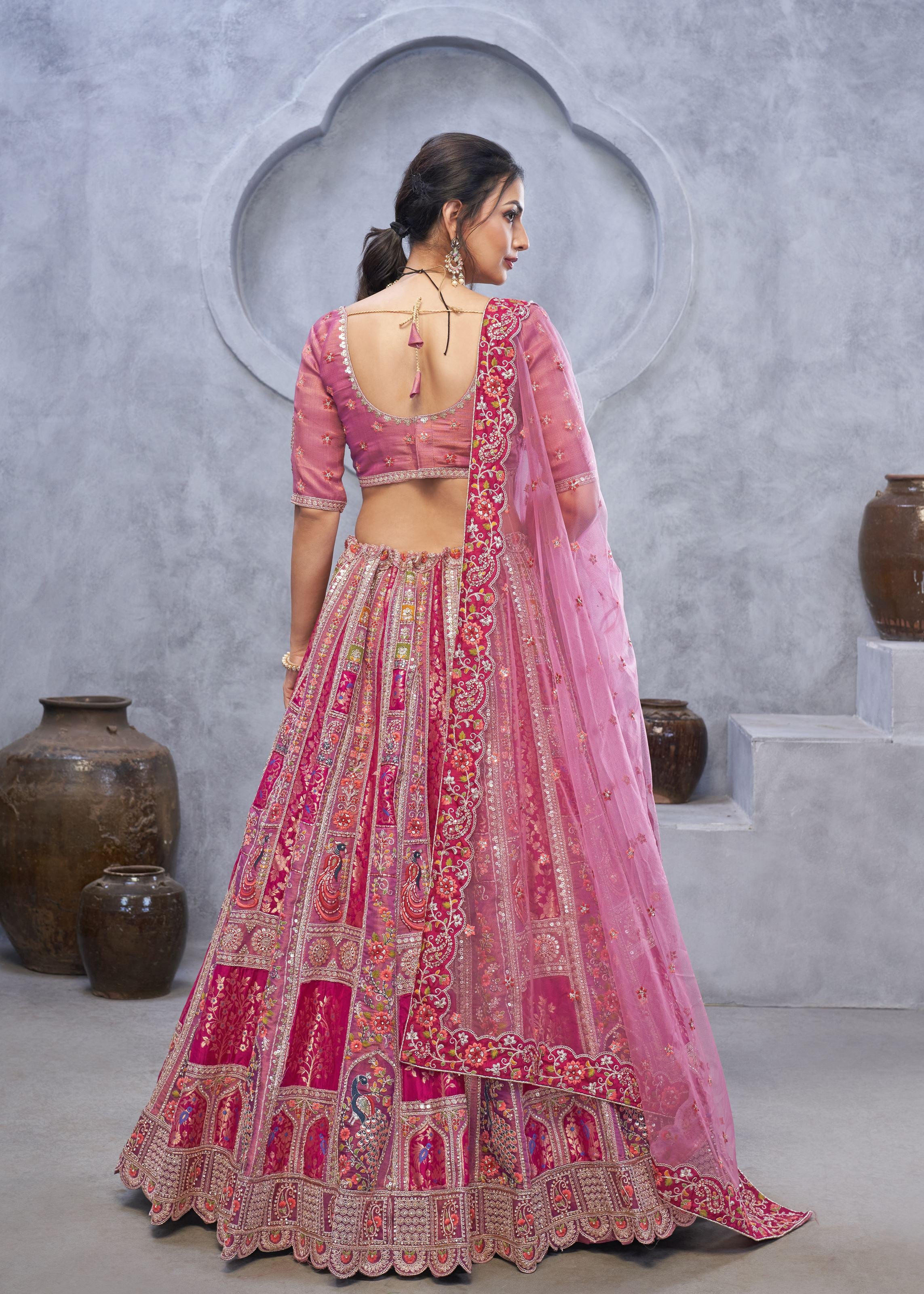 Purple Radiant Magenta Bridal  Silk Lehenga