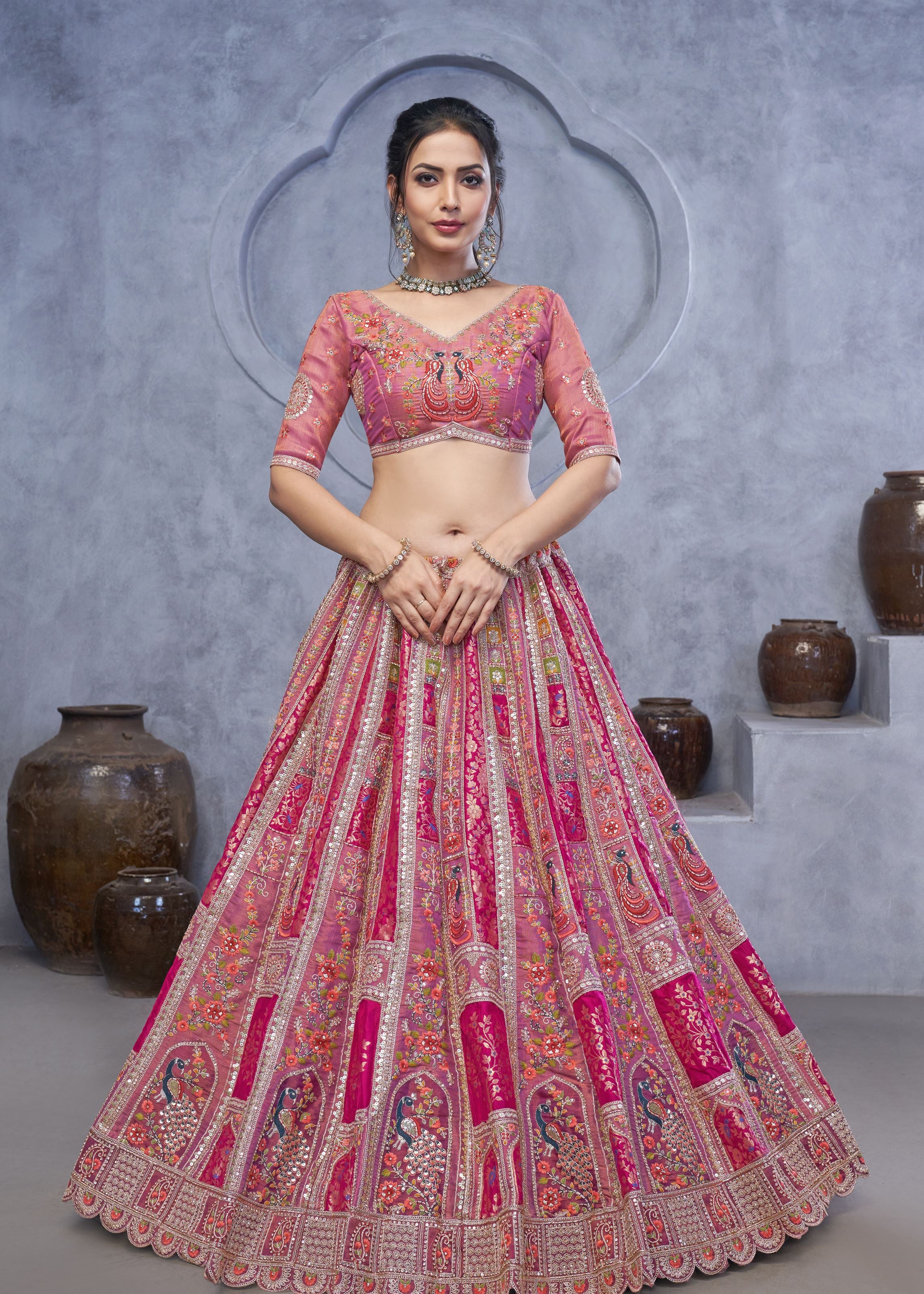 Purple Radiant Magenta Bridal  Silk Lehenga