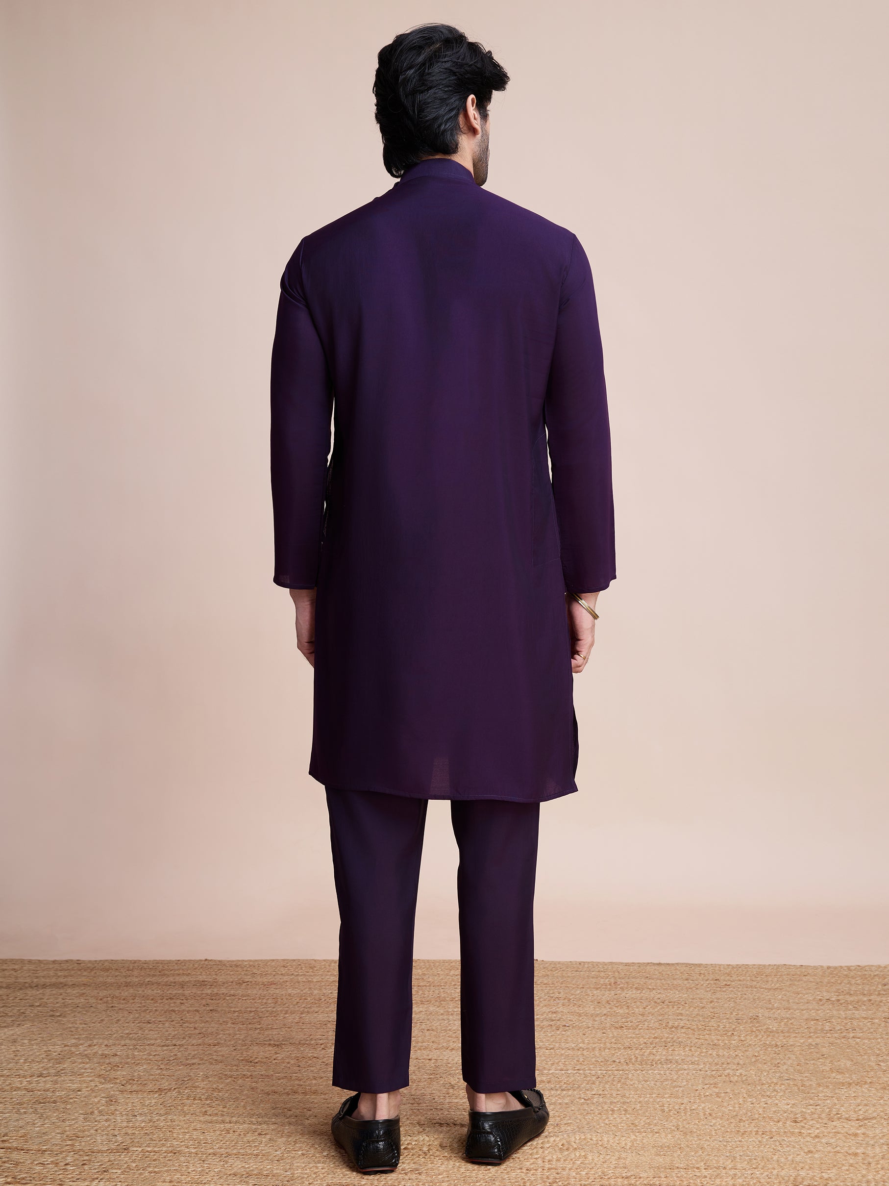 Purple Sequins Embroidered Ethnic Kurta – Elegant and Royal