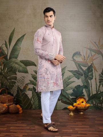 Purple Viscose Silk Sequins Embroidery Ethnic Partywear Kurta