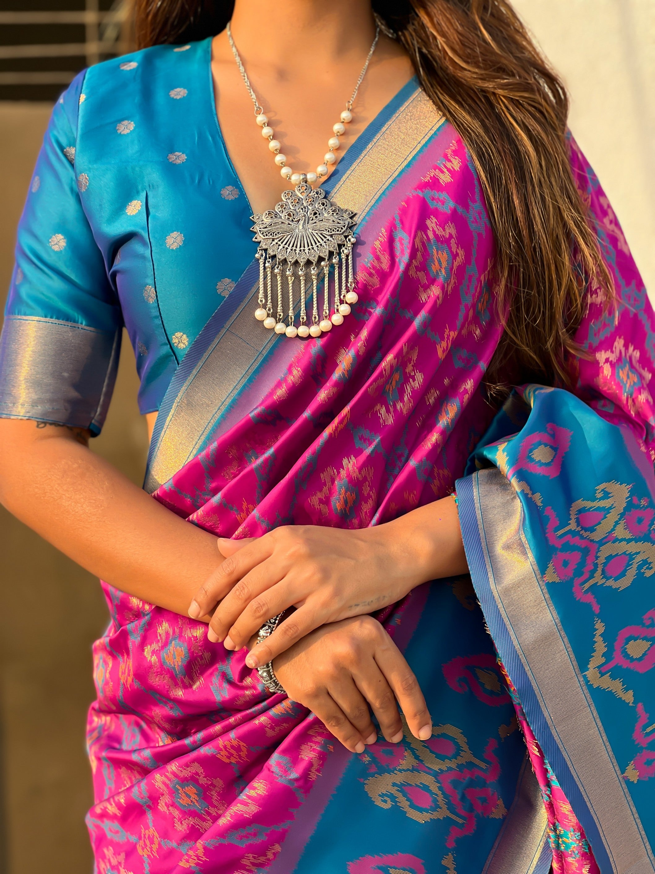 Purple Woven Meenakari Ikkat Designer Patola Silk Ceremonial Saree