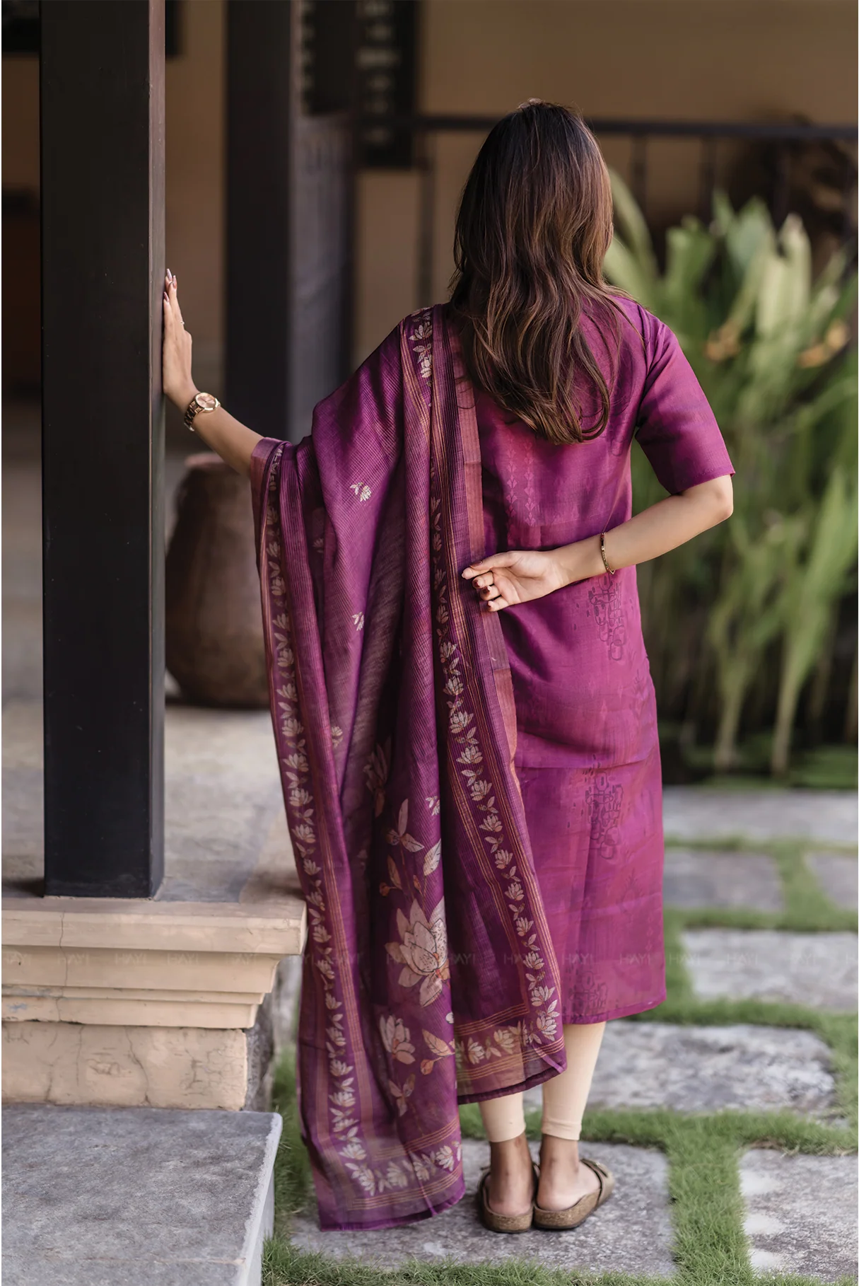 Purple Zarna Silk Kurti With Printed Dupatta