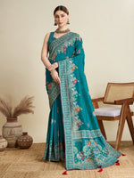 Rama Beautiful Designer Table Printed With Foil Cotton Blended Saree