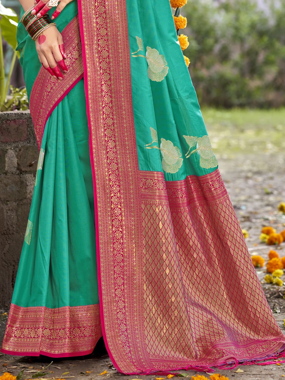 Rama Green Color Silk Weaving Classic  Saree