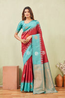 Rama Red Banarasi Silk Saree with Rich Pallu & Elegant Jacquard Jari Work